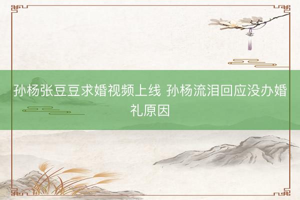 孙杨张豆豆求婚视频上线 孙杨流泪回应没办婚礼原因