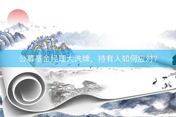 公募基金经理大洗牌，持有人如何应对？