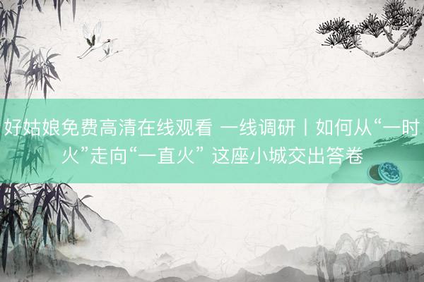 好姑娘免费高清在线观看 一线调研丨如何从“一时火”走向“一直火” 这座小城交出答卷