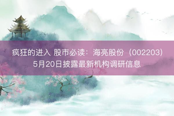 疯狂的进入 股市必读：海亮股份（002203）5月20日披露最新机构调研信息