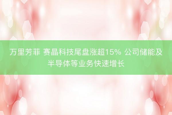 万里芳菲 赛晶科技尾盘涨超15% 公司储能及半导体等业务快速增长