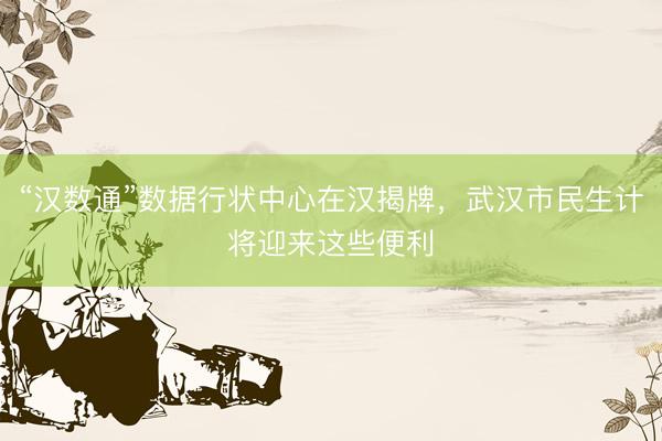 “汉数通”数据行状中心在汉揭牌，武汉市民生计将迎来这些便利