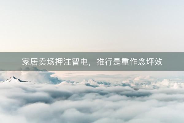 家居卖场押注智电，推行是重作念坪效